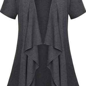 NWT Urban Coco short sleeved drape front cardigan - dark grey, L